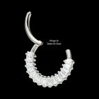 Pronged Baguette CZ Cluster Front Facing Hinged Segment Clicker Hoop Earring / Nosering – Titanium