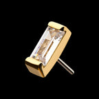 14Kt Yellow Gold Threadless with Rectangle Clear CZ Top