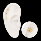 14Kt Yellow Gold Threadless Mace Ball Top