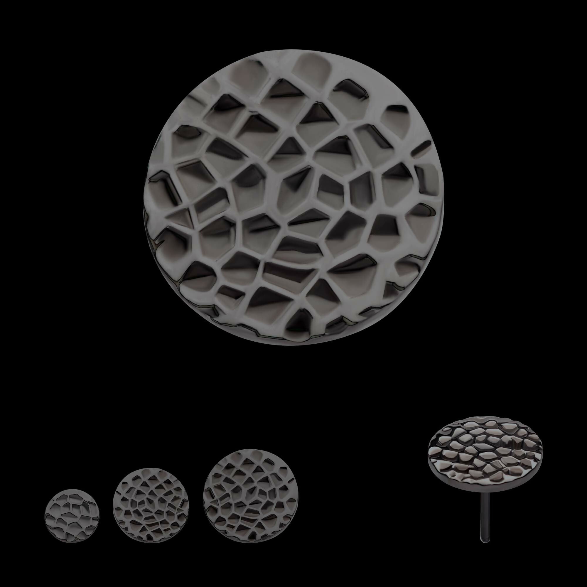 Black PVD Titanium Threadless Hammered Disk Top