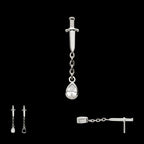 Titanium Threadless Dangle Chain Bezel Teardrop CZ Dagger Top