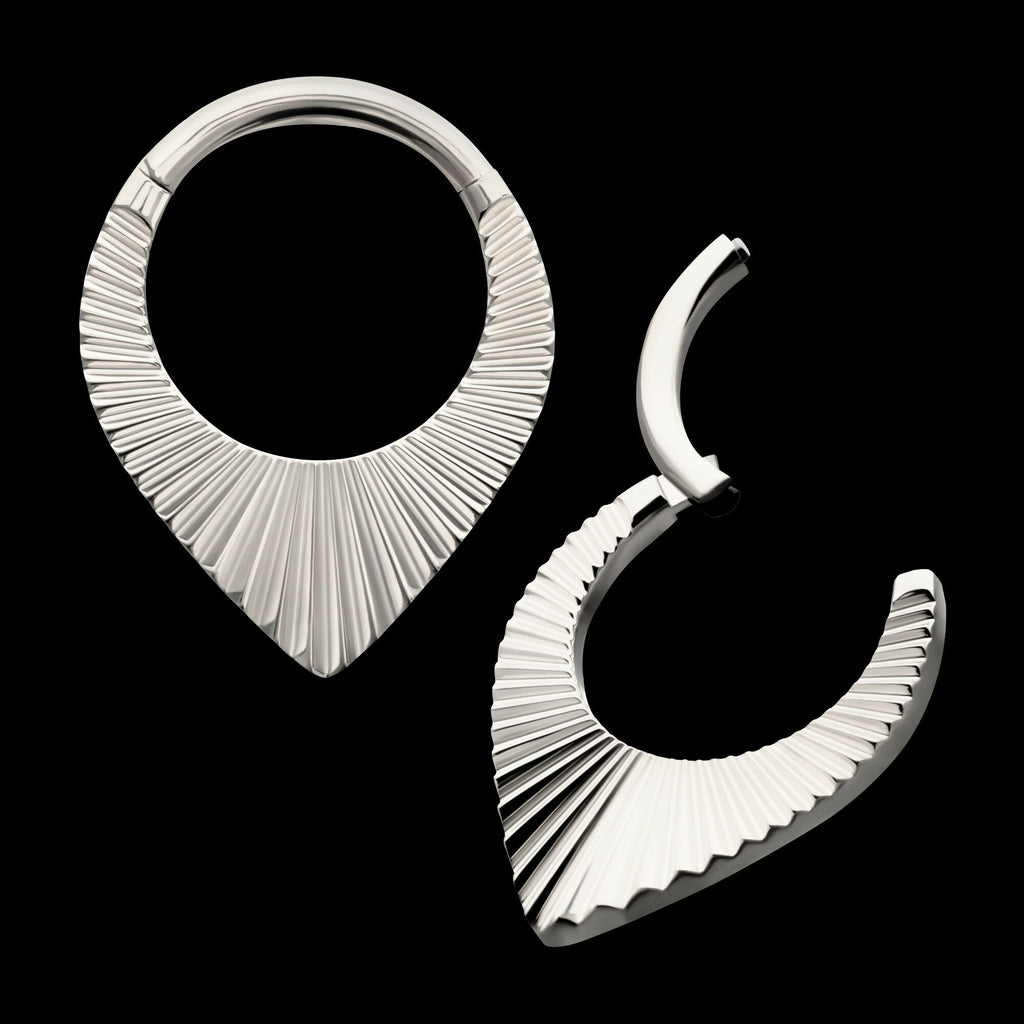 Radiant Teardrop Hoop Front Facing Hinged Segment Clicker Earring / Nosering – Titanium