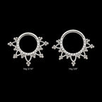 Pave Set Round CZ with Tri Beads Front Facing Hinged Segment Clicker Hoop Earring / Nosering – Titanium