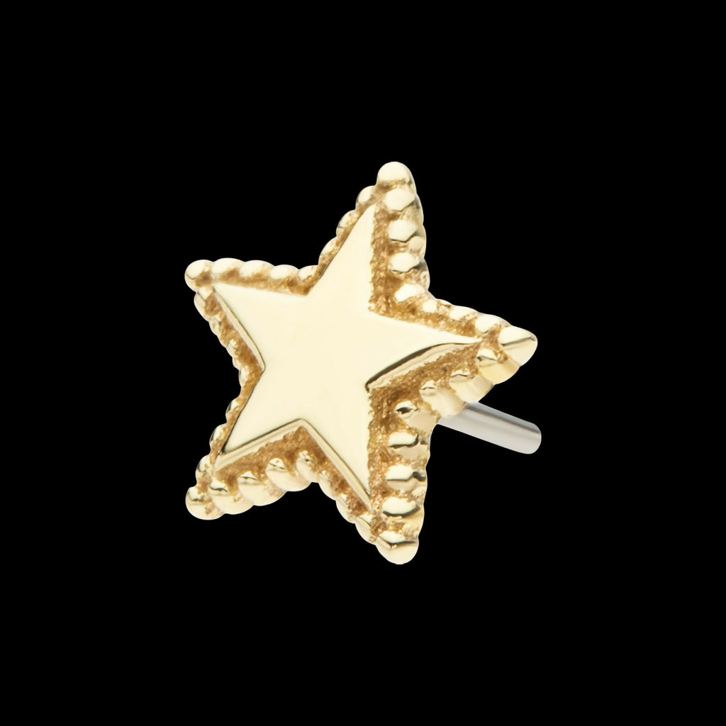 14Kt Yellow Gold Threadless Beaded Edge Star Top