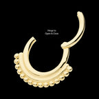 15 Bead Cluster Double Hoop Front Facing Hinged Segment Clicker Earring / Nosering – 14Kt Yellow Gold