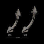 Black PVD Titanium Internally Threaded Spike End Curved Barbell Earring / Nosering