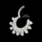 Triple Row Round CZ Front Facing Hinged Segment Clicker Hoop Earring / Nosering – Titanium
