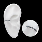 Black PVD Titanium CNC Set Clear CZ Eternity Side Facing Hinged Segment Clicker Hoop Earring / Nosering