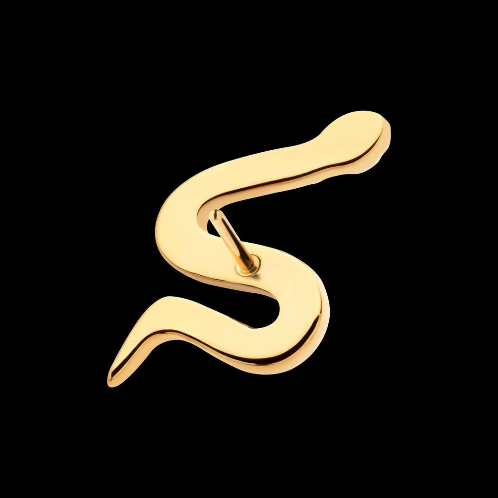 24Kt Gold PVD Titanium Threadless Pave Set 13 Clear CZ Snake Top