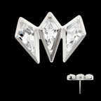 Titanium Threadless Kite Shape CZ 3-Cluster Top