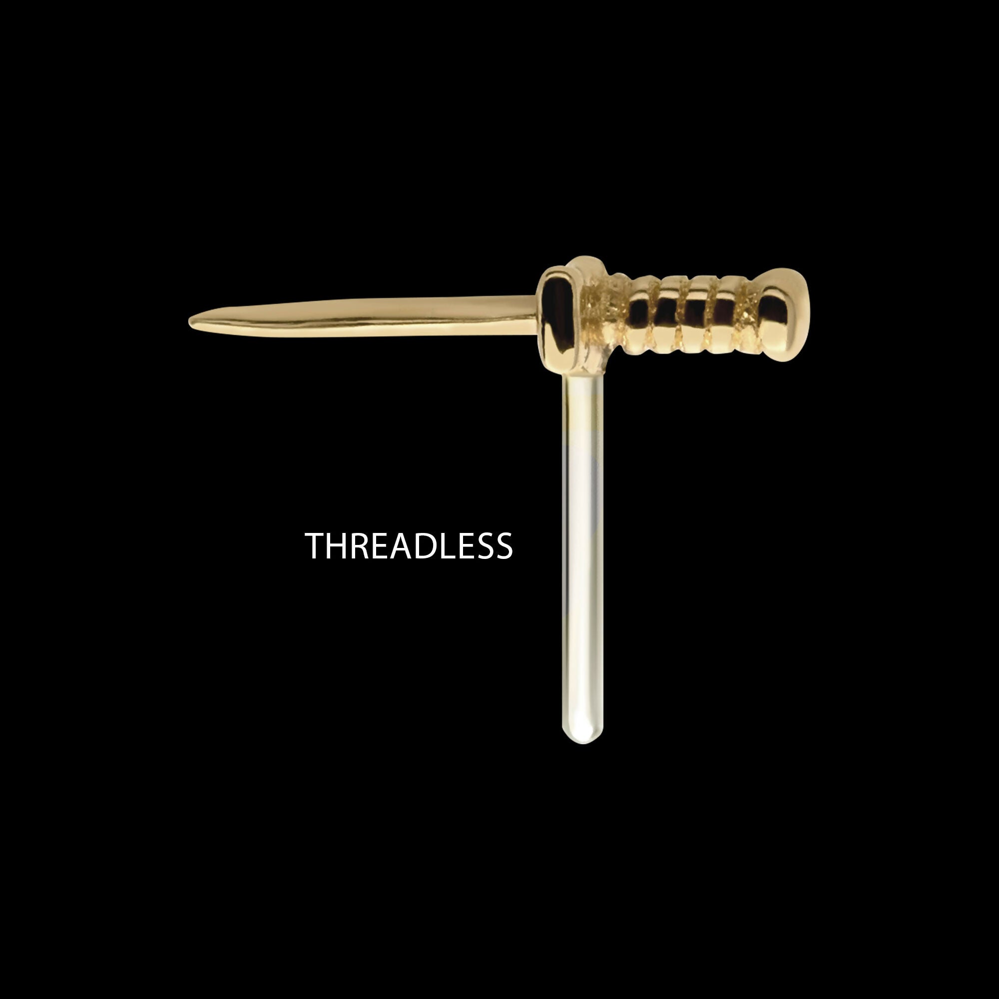 14Kt Yellow Gold Threadless with Dagger Top