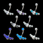 Internally Threaded with 5 Bezel Set CZ/Synthetic Opal Cluster Fixed Navel Earring / Nosering – Titanium