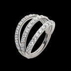 Triple Hoop with CNC Set 1mm Round Gem Side Facing Hinged Segment Clicker Earring / Nosering – Titanium