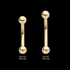 Curved Barbell with One Side Internally Threaded and One Side Fixed Ball End Earring / Nosering – 14Kt Yellow Gold