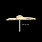 14Kt Yellow Gold Threadless Delicate Waterwave Top with Bezel Gem