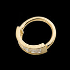 6 Baguette Clear CZ Side Facing Hinged Segment Clicker Hoop Earring / Nosering – 14Kt Gold