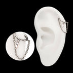 Chain Dangle Hinged Segment Clicker with Floating Marquise CZ Gem Hoop Earring / Nosering – Titanium