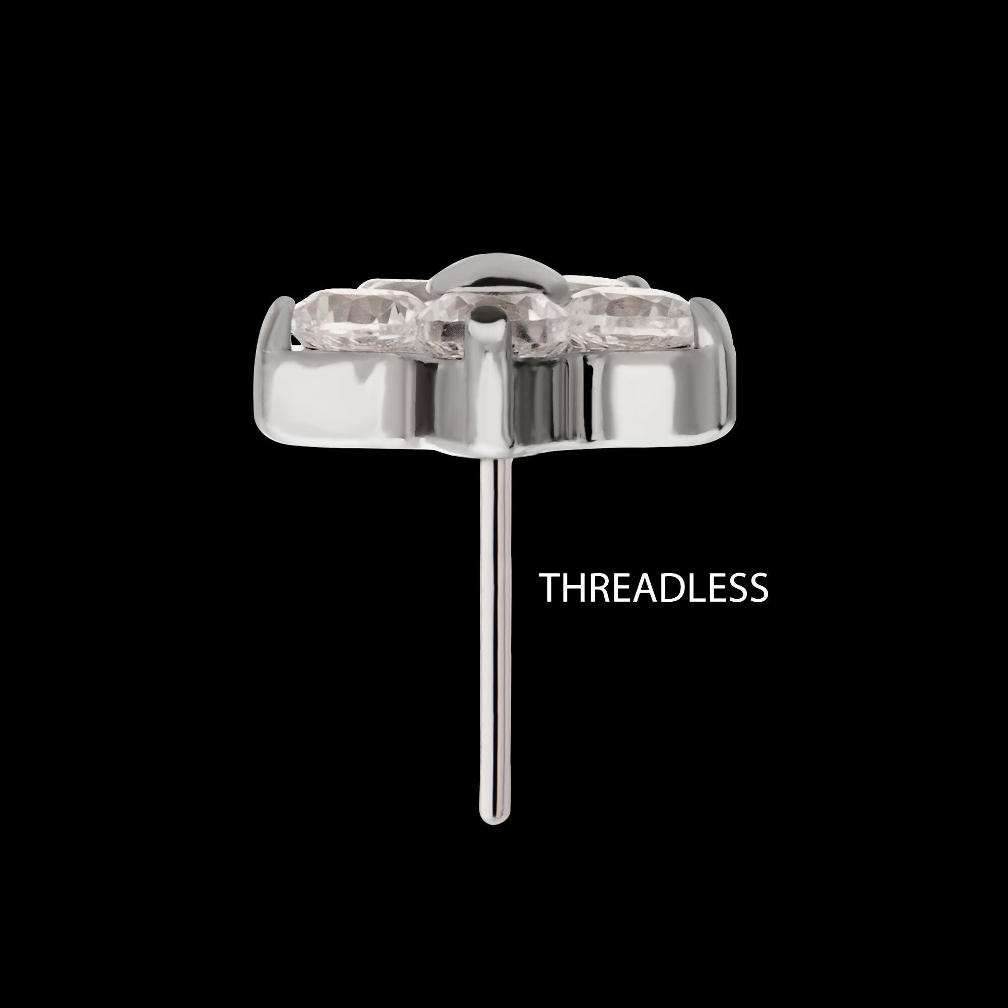 Titanium Threadless Prong Set Gem 5-Petal Flower Top