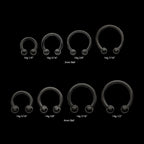 Black PVD Titanium Internally Threaded Circular Barbells Earring / Nosering