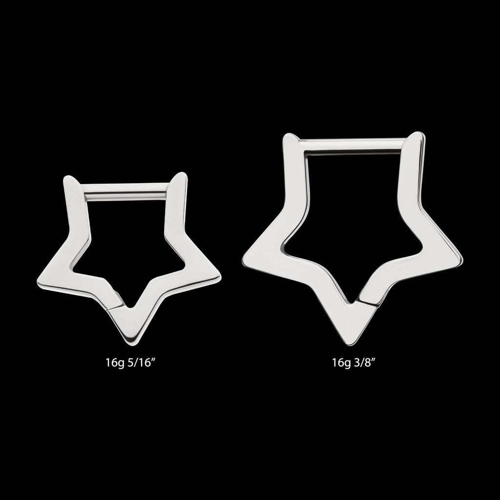 Star Hinged Segment Clicker Hoop Earring / Nosering – Titanium