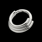 Triple Stacked Side Facing Hinged Segment Clicker Hoop Earring / Nosering – Titanium