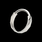 Diamond Cut Pattern Side Facing Hinged Segment Clicker Hoop Earring / Nosering – Titanium