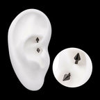 Black PVD Titanium Internally Threaded Spike End Curved Barbell Earring / Nosering