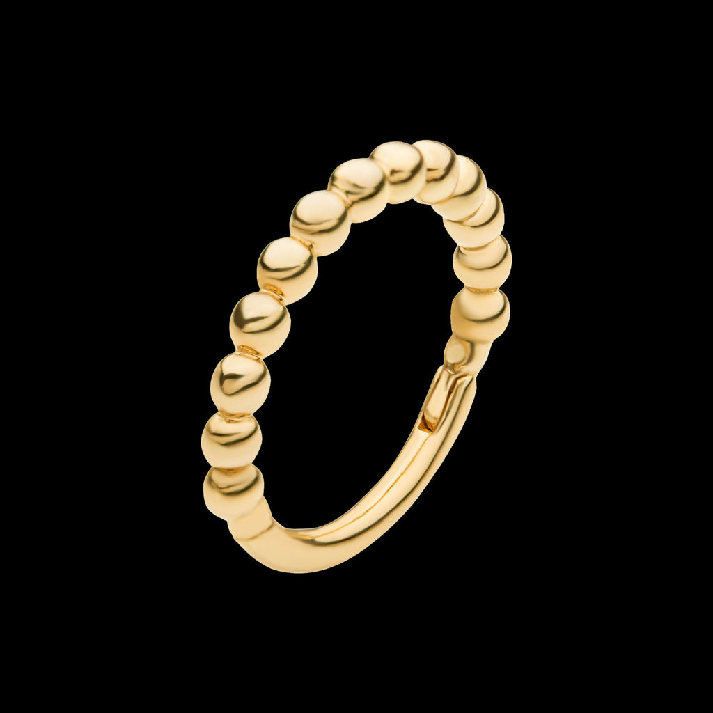 Beaded Edge Side Facing Hinged Segment Clicker Hoop Earring / Nosering – 14Kt Yellow Gold