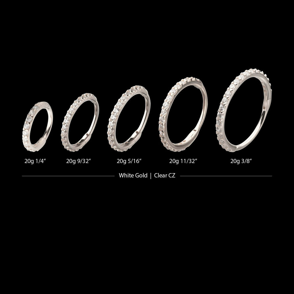 20g 14Kt Gold Prong Set 1mm Eternity Round Gem Side Facing Hinged Segment Clicker