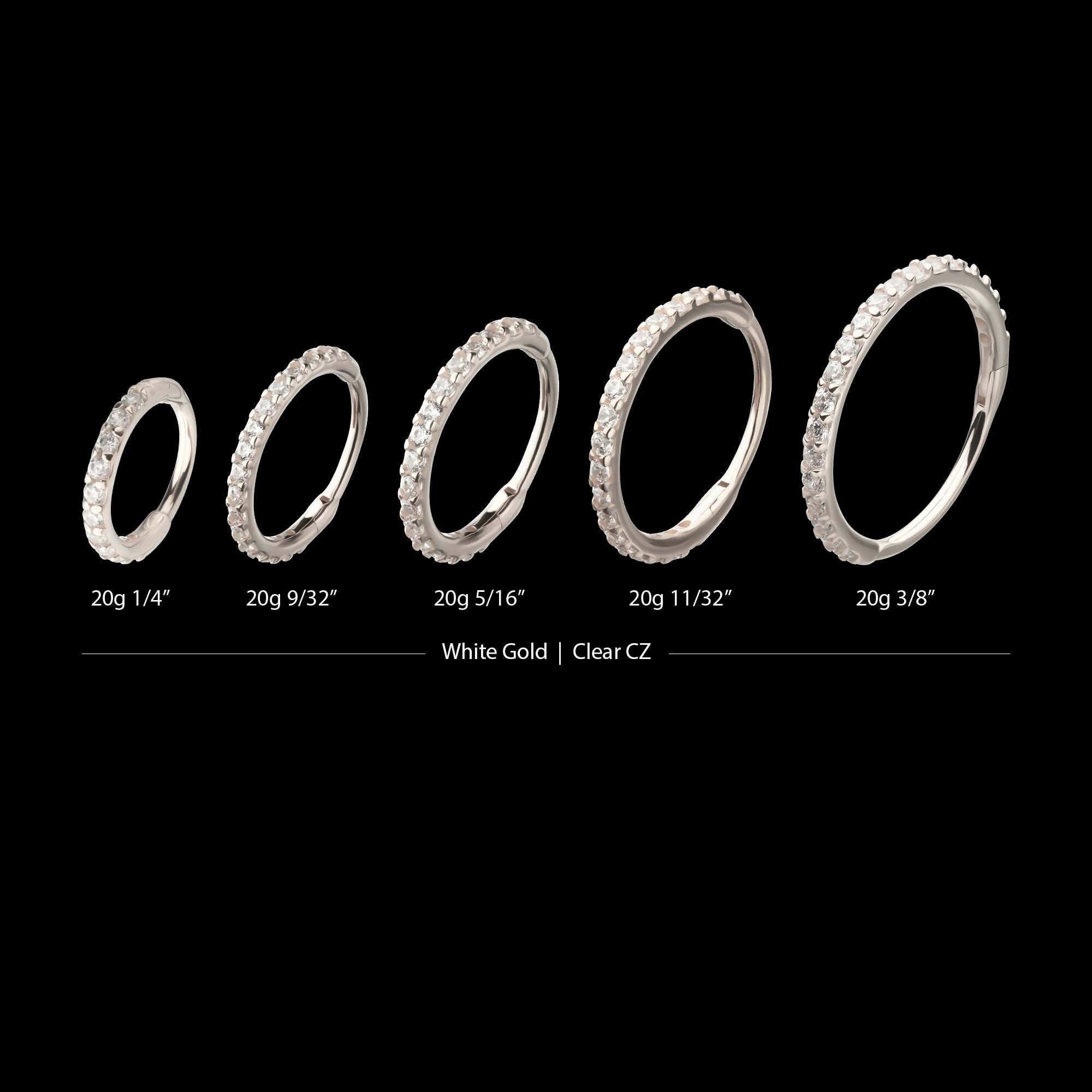 20g 14Kt Gold Prong Set 1mm Eternity Round Gem Side Facing Hinged Segment Clicker