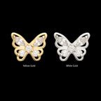14Kt Gold Threadless 3D Butterfly Round & Marquise Gem Top