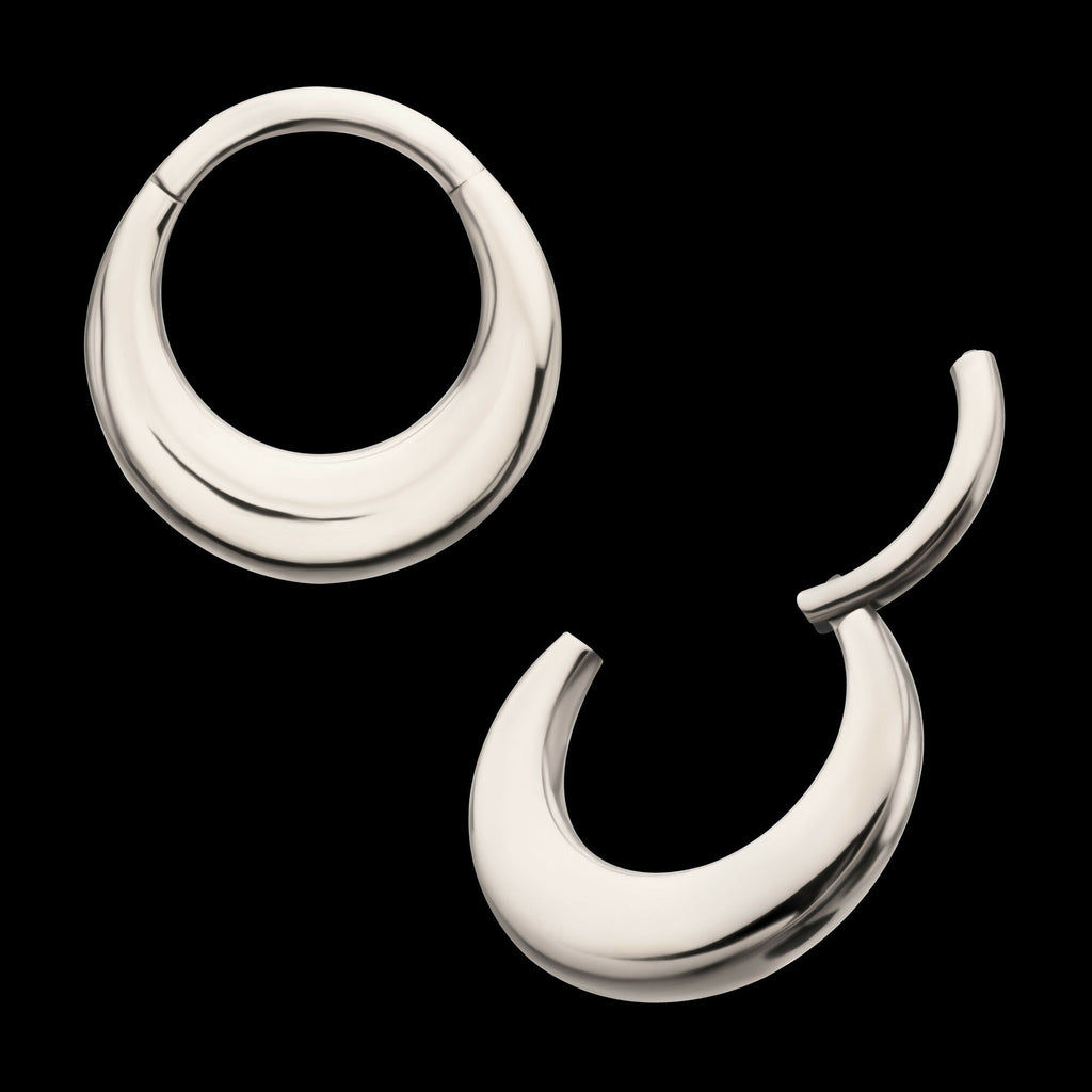 Sleek Dome Septum Front Facing Hinged Segment Clicker Hoop Earring / Nosering – Titanium