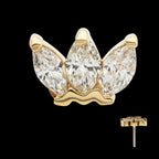 14Kt Yellow Gold Threadless Cluster Top with 3 Marquise Lab-Grown Diamonds