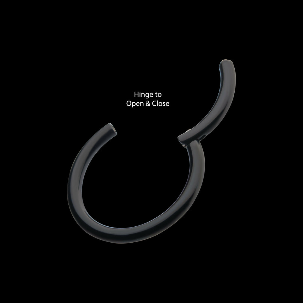 Black PVD Titanium Basic Hinged Segment Clicker Hoop Earring / Nosering