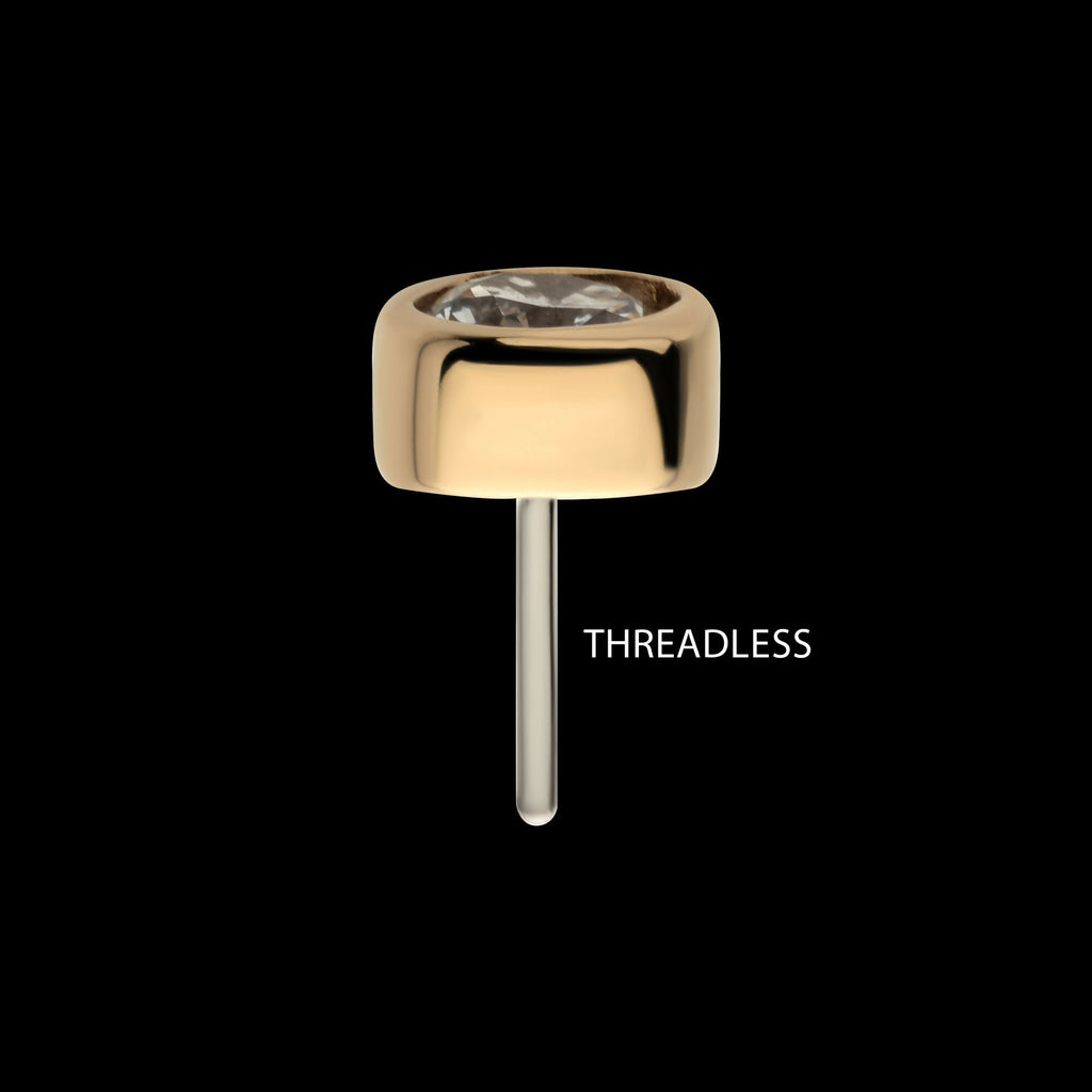 14Kt Gold Threadless Top with Bezel Set Round Lab-Grown
