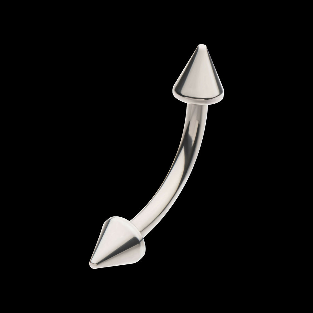 Internally Threaded Spike End Curved Barbell Earring / Nosering – Titanium
