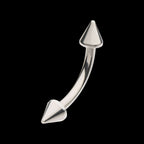 Internally Threaded Spike End Curved Barbell Earring / Nosering – Titanium