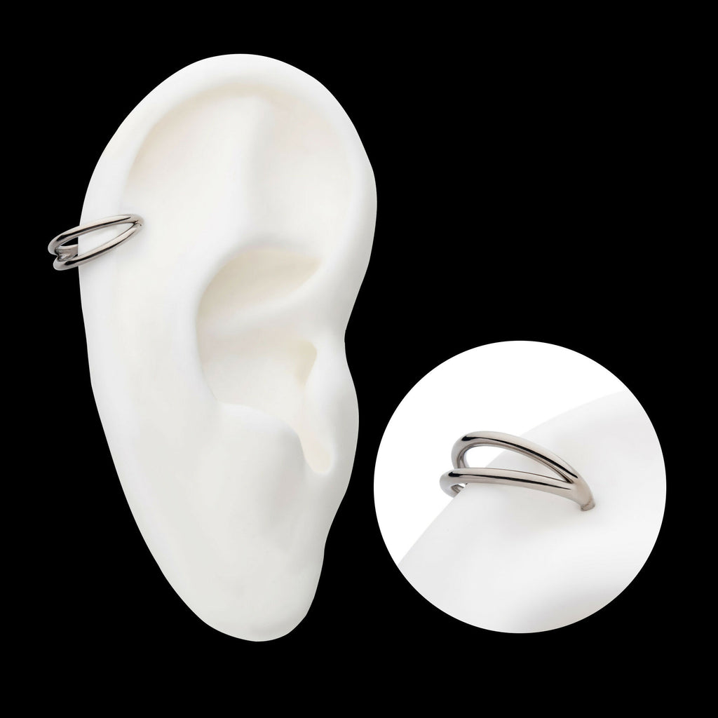 Double Hoop Side Facing Hinged Segment Clicker Earring / Nosering – Titanium