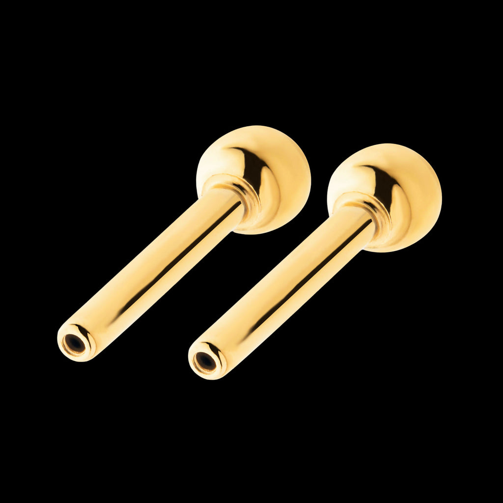24KT Gold PVD Titanium Threadless Barbell with Single Attached Ball