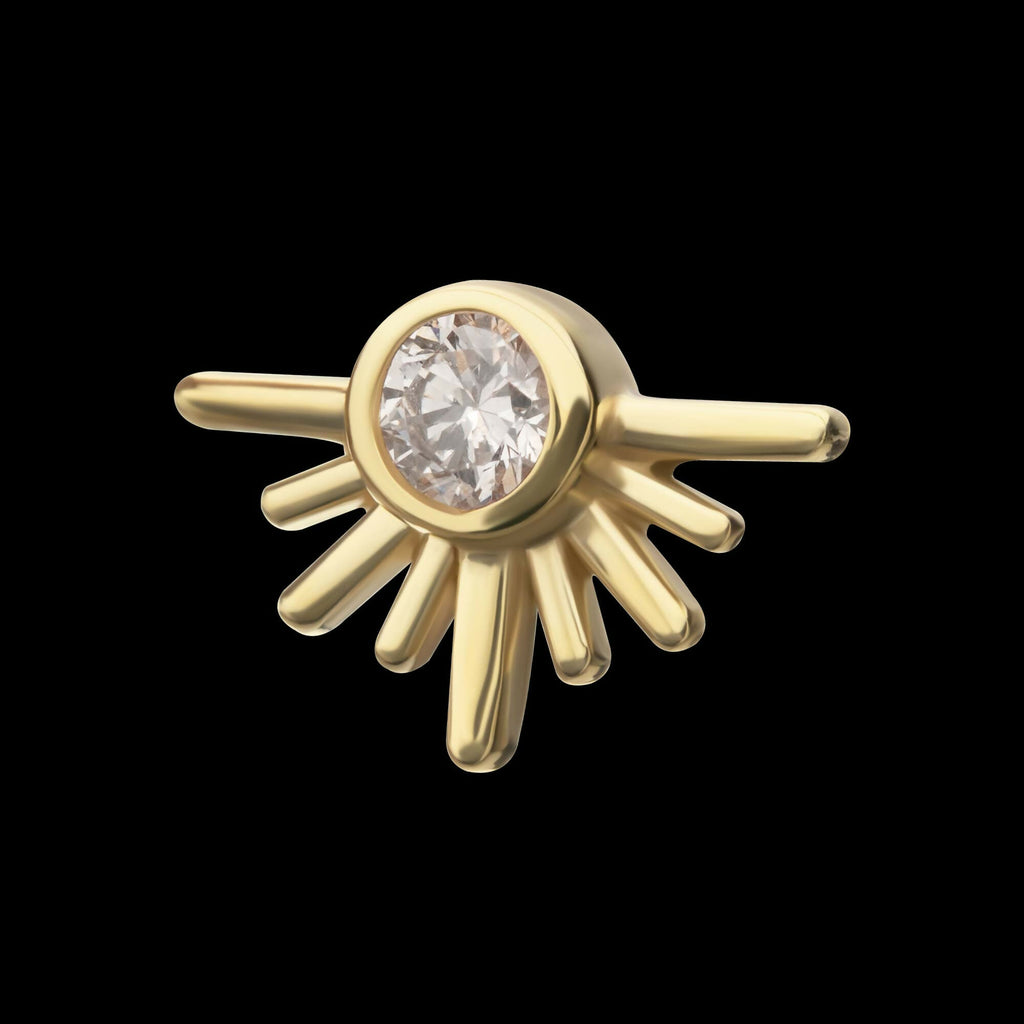14Kt Yellow Gold Threadless Half Starburst Top with Bezel Lab-Grown Diamond