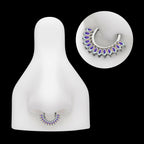 Prong Set Marquise Gem Cluster Fan Front Facing Hinged Segment Clicker Hoop Earring / Nosering – Titanium