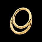 24Kt Gold PVD Titanium Hammered Double Hoop Front Facing Hinged Segment Clicker Earring / Nosering