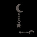 Black PVD Titanium Threadless Crescent Moon Top with Star Dangle