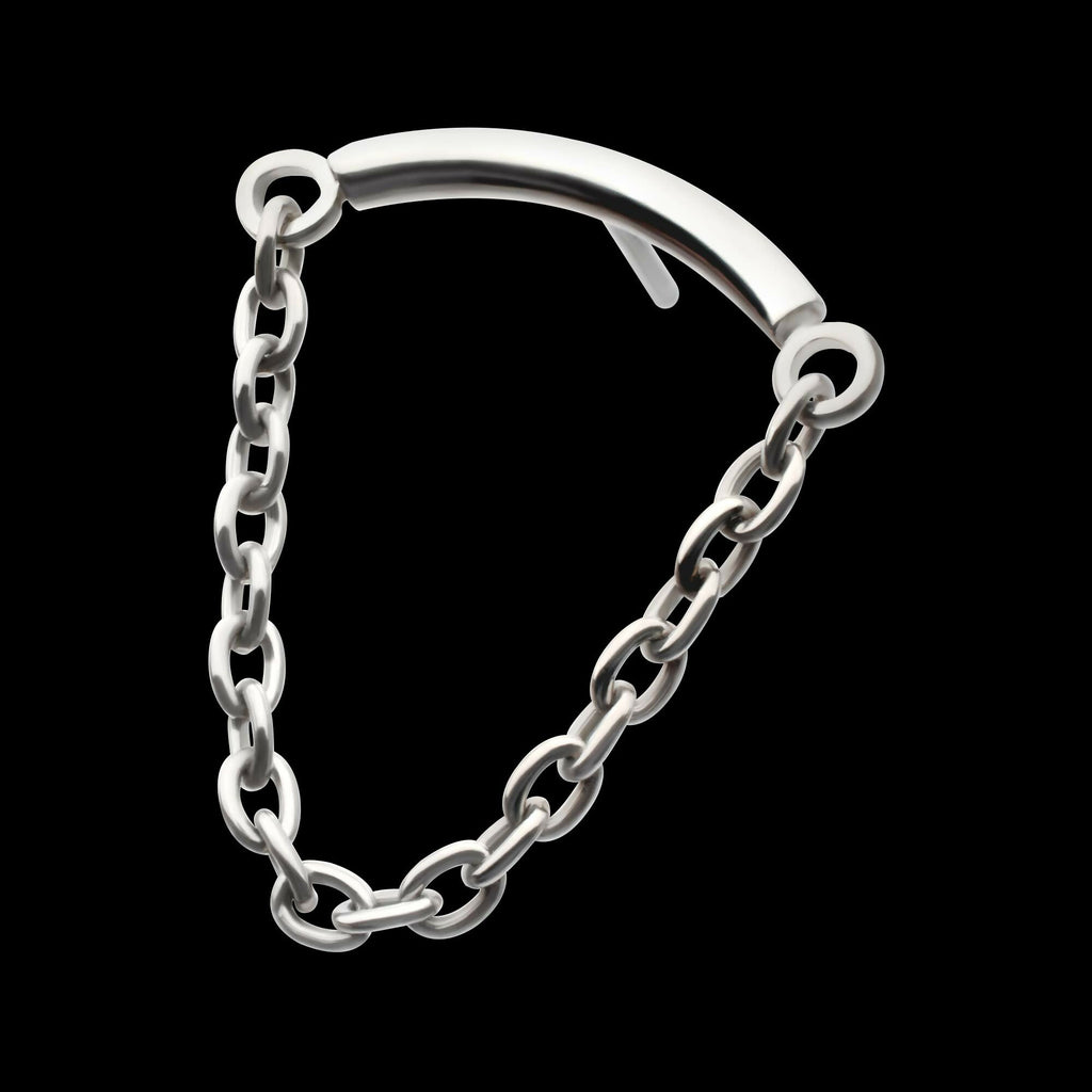 Titanium Threadless Dangle Chain Curved Bar Top