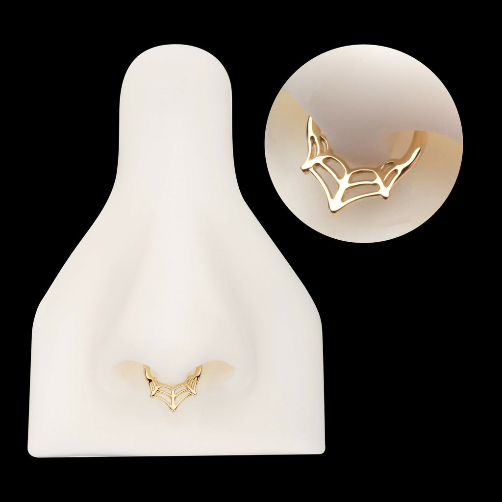 Spiderweb Front Facing Hinged Segment Clicker Hoop Earring / Nosering – 14Kt Gold