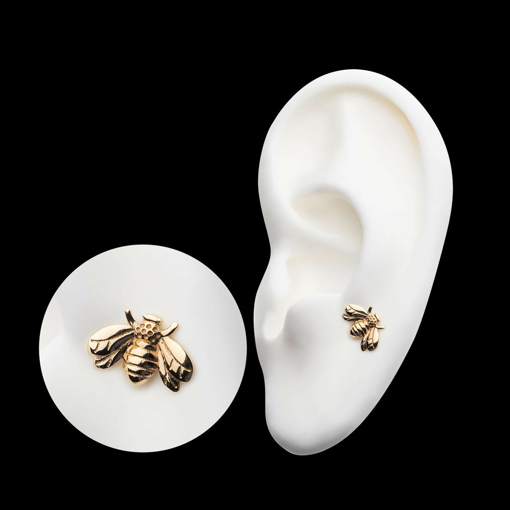 14Kt Gold Threadless with Bee Top