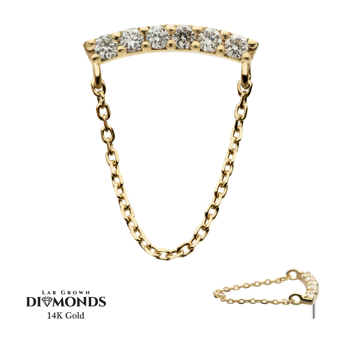 Curved Bar Cluster Lab-Grown Diamond Flatback Stud in 14kt Gold | Live ...