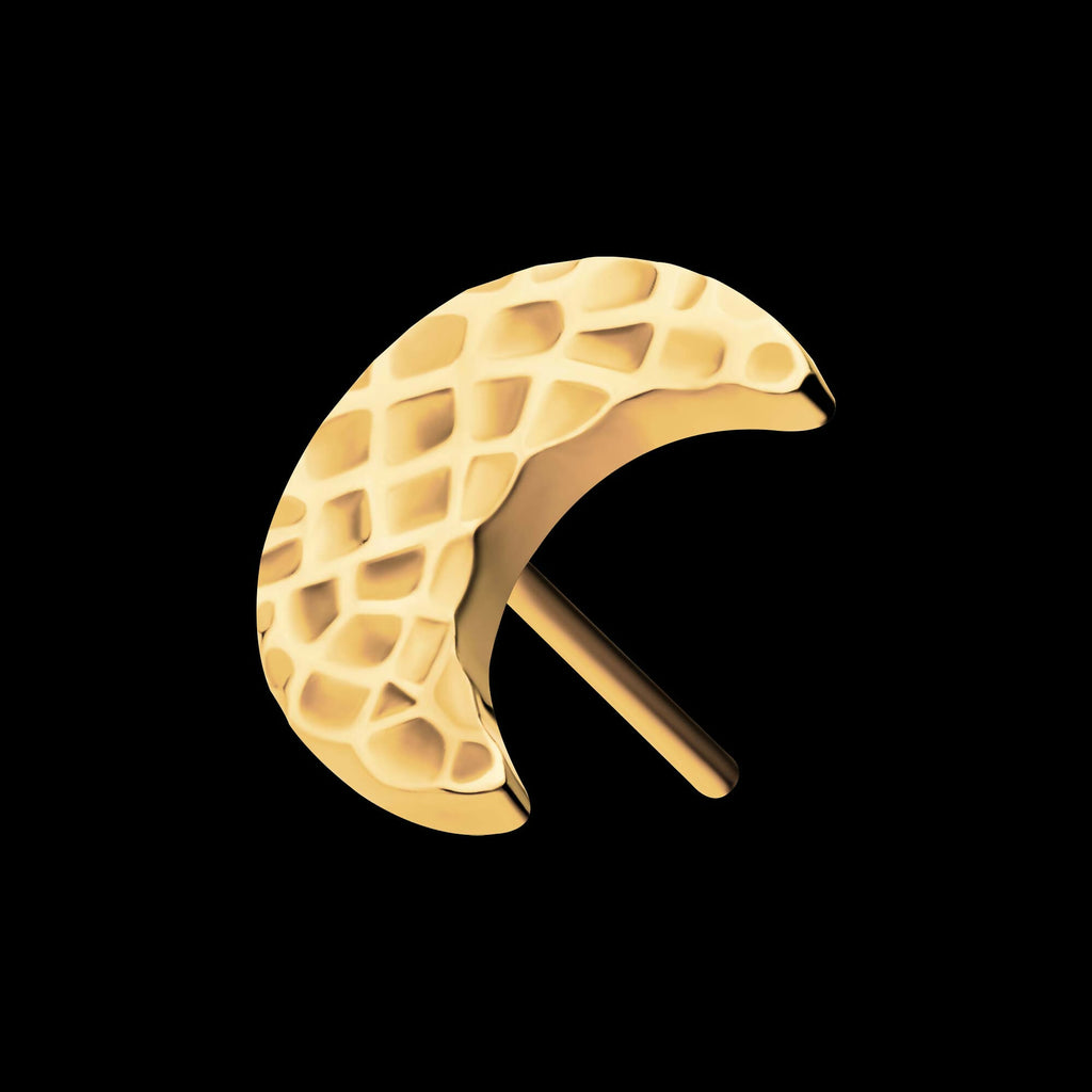 24Kt Gold PVD Titanium Threadless Hammered Crescent Moon Top