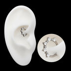 Clustered Prong Set 1mm and 2mm Round CZ Front Facing Hinged Segment Clicker Hoop Earring / Nosering – Titanium