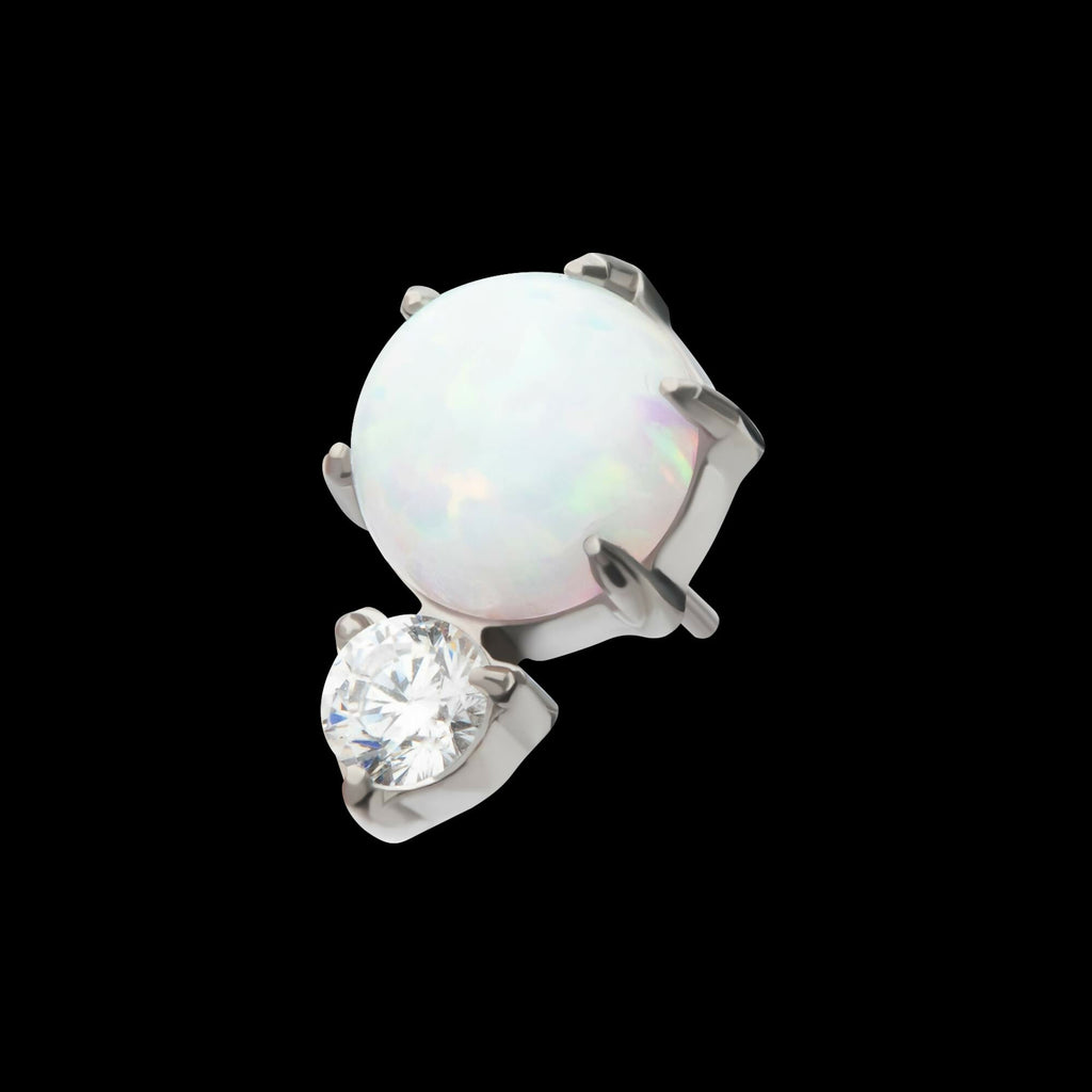 Threadless Prong Set Double Round Gem and Synthetic Opal Top